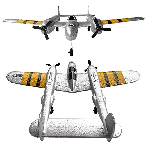 RC Plane 2 Channel Remote Control Airplane Ready to Fly RC Planes for Beginner, Advanced RC Foam Airplane for Kids Boys Beginner Adults, Easy & Fun to Fly P38 Lightning Fighter with 2 Batteries by DAILIOT