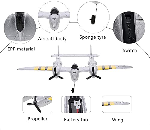 RC Plane 2 Channel Remote Control Airplane Ready to Fly RC Planes for Beginner, Advanced RC Foam Airplane for Kids Boys Beginner Adults, Easy & Fun to Fly P38 Lightning Fighter with 2 Batteries by DAILIOT