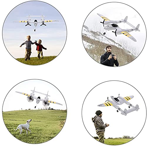 RC Plane 2 Channel Remote Control Airplane Ready to Fly RC Planes for Beginner, Advanced RC Foam Airplane for Kids Boys Beginner Adults, Easy & Fun to Fly P38 Lightning Fighter with 2 Batteries by DAILIOT