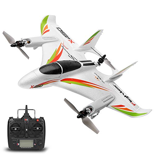 GoolRC WLtoys XK X450 RC Airplane, 2.4G Remote Control 6 Channel Brushless Motor Aircraft, Vertical Takeoff LED RC Glider Fixed Wing Plane RTF by GoolRC