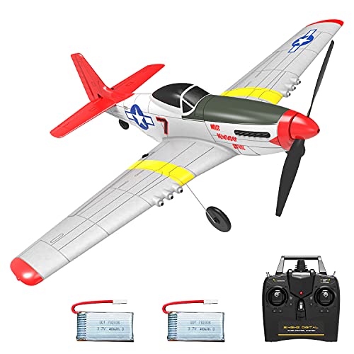 VOLANTEXRC RC Airplane 4-CH Remote Control Aircraft Ready to Fly P51 Mustang Radio Controlled Plane for Beginners with Xpilot Stabilization System, One Key Aerobatic (761-5 RTF) by EXHOBBY LIMITED
