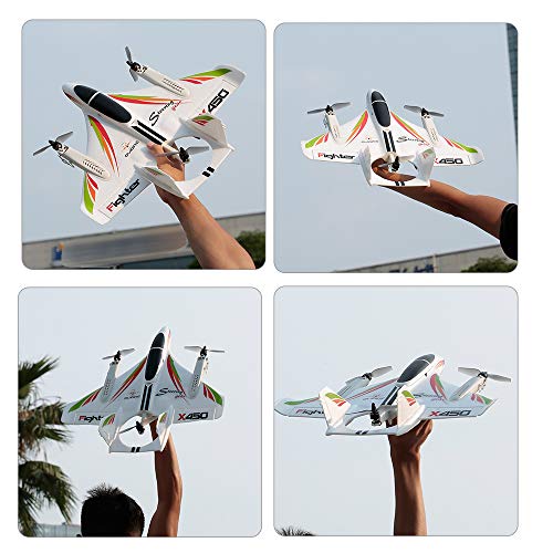 GoolRC WLtoys XK X450 RC Airplane, 2.4G Remote Control 6 Channel Brushless Motor Aircraft, Vertical Takeoff LED RC Glider Fixed Wing Plane RTF by GoolRC