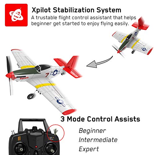 VOLANTEXRC RC Airplane 4-CH Remote Control Aircraft Ready to Fly P51 Mustang Radio Controlled Plane for Beginners with Xpilot Stabilization System, One Key Aerobatic (761-5 RTF) by EXHOBBY LIMITED
