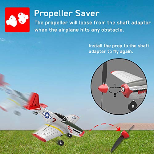 VOLANTEXRC RC Airplane 4-CH Remote Control Aircraft Ready to Fly P51 Mustang Radio Controlled Plane for Beginners with Xpilot Stabilization System, One Key Aerobatic (761-5 RTF) by EXHOBBY LIMITED