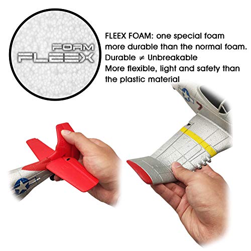 VOLANTEXRC RC Airplane 4-CH Remote Control Aircraft Ready to Fly P51 Mustang Radio Controlled Plane for Beginners with Xpilot Stabilization System, One Key Aerobatic (761-5 RTF) by EXHOBBY LIMITED