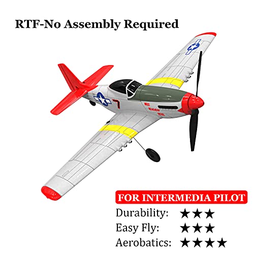 VOLANTEXRC RC Airplane 4-CH Remote Control Aircraft Ready to Fly P51 Mustang Radio Controlled Plane for Beginners with Xpilot Stabilization System, One Key Aerobatic (761-5 RTF) by EXHOBBY LIMITED