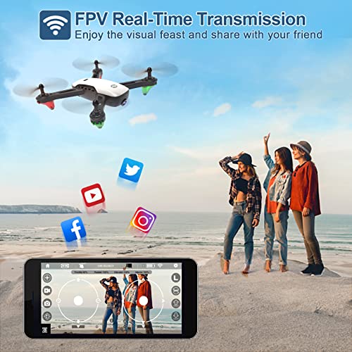 SANROCK U52 Drone with 1080P HD Camera for Adults and Kids, WiFi Live Video FPV Drone RC Quadcopter for Beginner, Gravity Sensor, Altitude Hold, Headless Mode, 3D Flip, Custom Route, One Key Backward by SANROCK