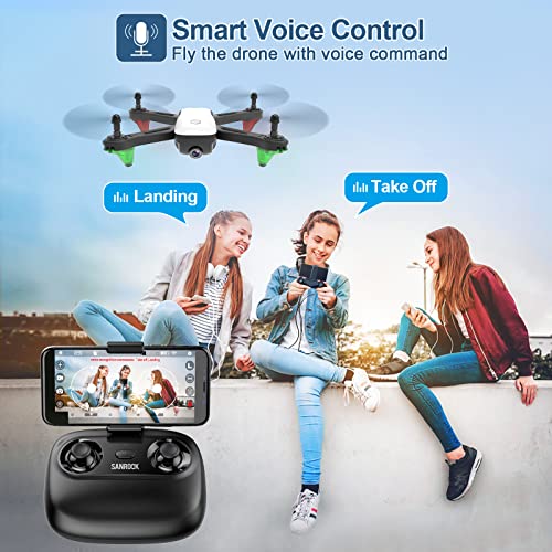 SANROCK U52 Drone with 1080P HD Camera for Adults and Kids, WiFi Live Video FPV Drone RC Quadcopter for Beginner, Gravity Sensor, Altitude Hold, Headless Mode, 3D Flip, Custom Route, One Key Backward by SANROCK