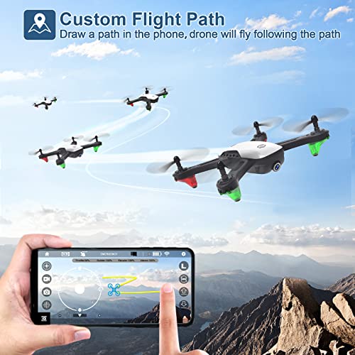 SANROCK U52 Drone with 1080P HD Camera for Adults and Kids, WiFi Live Video FPV Drone RC Quadcopter for Beginner, Gravity Sensor, Altitude Hold, Headless Mode, 3D Flip, Custom Route, One Key Backward by SANROCK