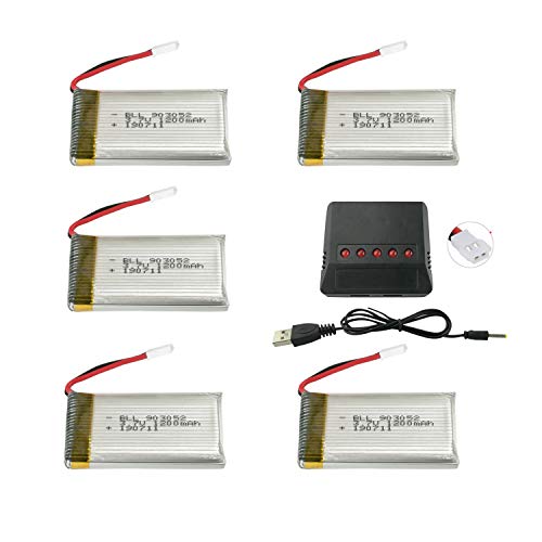 5PCS 3.7V 1200mAh Upgrade Li-Polymer Battery and 5 in 1 Charger for SYMA X5SW X5SC X5SC-1 RC Quadcopter Drone Spare Parts from NORTH STAR 1595