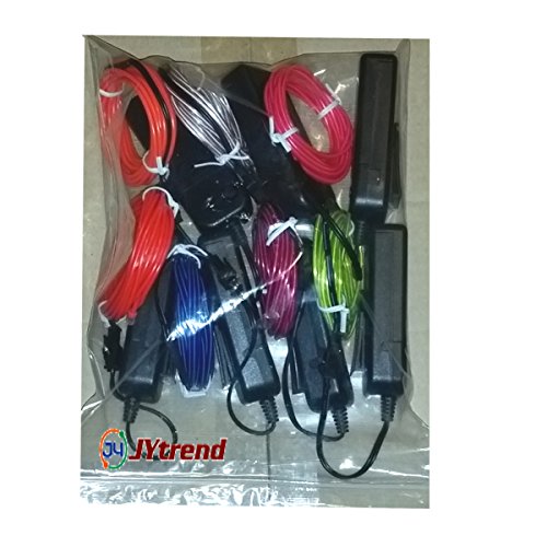 7 Pack - Jytrend 9ft Neon Light El Wire w/ Battery Pack (Green, Blue, Red, Orange, Purple, White, Pink) from USAHITEC