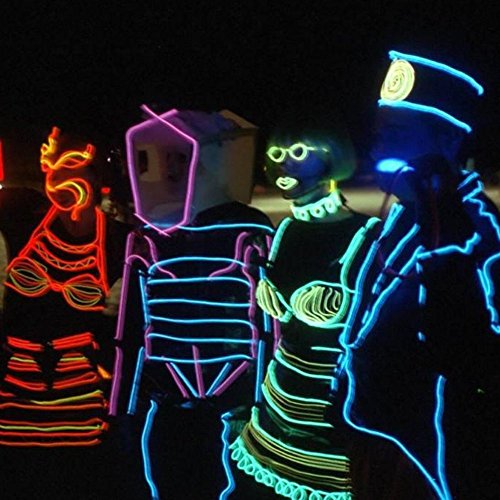 7 Pack - Jytrend 9ft Neon Light El Wire w/ Battery Pack (Green, Blue, Red, Orange, Purple, White, Pink) from USAHITEC