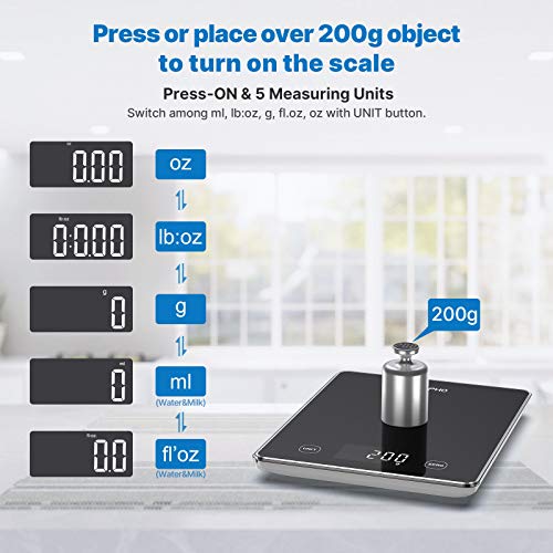 RENPHO Kitchen Scale 22lb/10kg Smart Food Scale, Digital Cooking Scale with Nutrition Calculator, Weight Grams and Ounces, LED Display for Cooking Baking Keto Marco Diet Weight Loss, Prep Meal, Glass from RENPHO