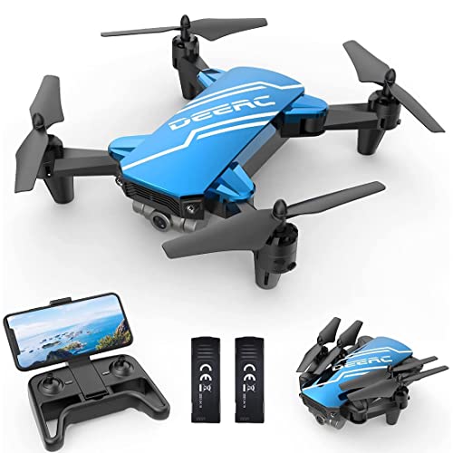 DEERC D20 Mini Drone with Camera for Kids, Remote Control Toys Gifts for Boys Girls with Voice Control, Gestures Selfie, Altitude Hold, Gravity Control, One Key Start, 3D Flips 2 Batteries, Blue by DEERC