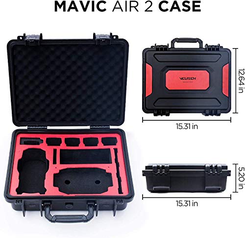 VCUTECH Mavic Air 2 Air 2S Waterproof Hard Carrying Case Compatible with DJI Mavic Air 2 Air 2S Drone/Fly More Combo & Drone Accessories, Top Grade Foam Insert, Anti-Crash with Full Protection by VCUTECH