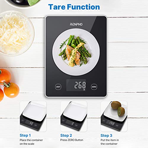 RENPHO Kitchen Scale 22lb/10kg Smart Food Scale, Digital Cooking Scale with Nutrition Calculator, Weight Grams and Ounces, LED Display for Cooking Baking Keto Marco Diet Weight Loss, Prep Meal, Glass from RENPHO