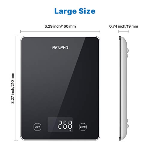 RENPHO Kitchen Scale 22lb/10kg Smart Food Scale, Digital Cooking Scale with Nutrition Calculator, Weight Grams and Ounces, LED Display for Cooking Baking Keto Marco Diet Weight Loss, Prep Meal, Glass from RENPHO