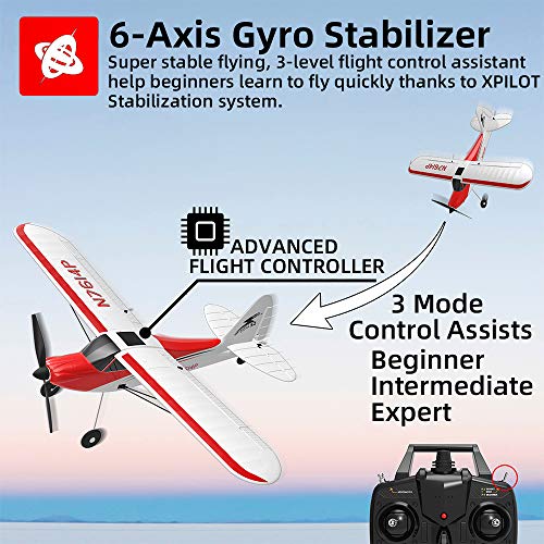 VOLANTEXRC RC Airplane 4CH 2.4GHz Remote Controlled Plane Sport Cub 500 Parkflyer with Aileron Xpilot Stabilization System One-Key U-Turn Ready to Fly 2 Batteries for Beginners by Devsolution