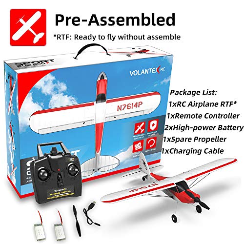 VOLANTEXRC RC Airplane 4CH 2.4GHz Remote Controlled Plane Sport Cub 500 Parkflyer with Aileron Xpilot Stabilization System One-Key U-Turn Ready to Fly 2 Batteries for Beginners by Devsolution