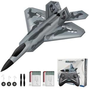 HAWK'S WORK 2 CH RC Airplane, F-22 RC Plane Ready to Fly, 2.4GHz Remote Control Airplane, Easy to Fly RC Glider for Kids & Beginners by HAWK'S WORK