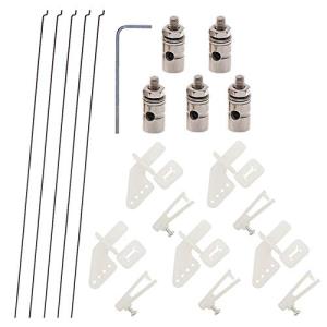 5 Sets Nylon Control Horns + Steel PushRods 1.2 x 180mm+ Pushrod Connector Linkage Stopper 1.8mm Parts for RC Airplane Model Aircraft from FUNTEN