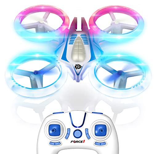 Force1 UFO 4000 Mini Drone for Kids - LED Remote Control Drone, Small RC Quadcopter for Beginners with LEDs, 4-Channel Remote Control, 2 Speeds, and 2 Drone Batteries from Force1