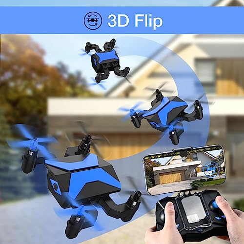 Drone with Camera Drones for Kids Beginners, RC Quadcopter with App FPV Video, Voice Control, Altitude Hold, Headless Mode, Trajectory Flight, Foldable Kids Drone Boys Gifts Girls Toys-Light Blue by Guangdong Attop Technology Co Ltd