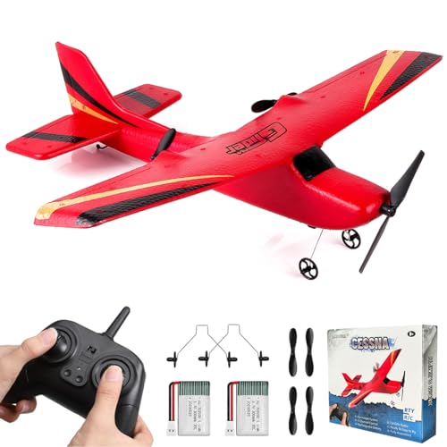 HAWK'S WORK 2 CH RC Airplane, RC Plane Ready to Fly, 2.4GHz Remote Control Airplane, Easy to Fly RC Glider for Kids & Beginners (Red) from MorningStar Partner Tech