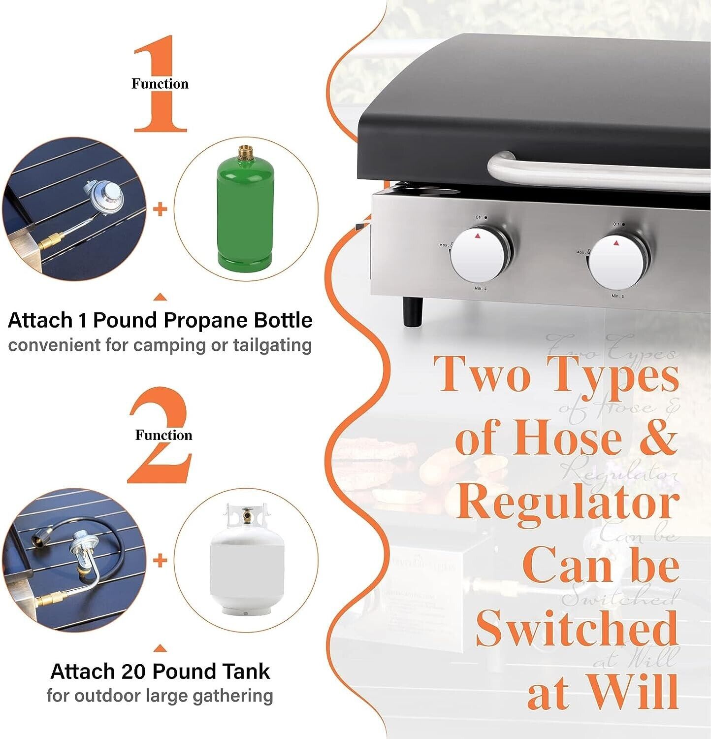 29" Portable 3-Burner Camping Propane Grill