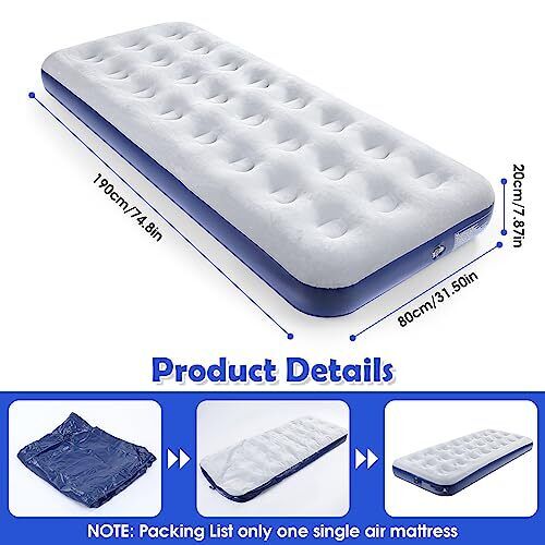 Inflatable Camping Air Mattress with Flocked Surface