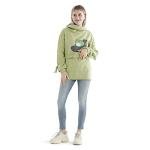 Cute Frog Hoodie with Zipper Pocket - Light Green