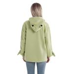 Cute Frog Hoodie with Zipper Pocket - Light Green