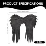 Black Adult Angel Wings - 2.9Ft Cosplay Accessory