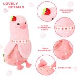 Peach Cat Strawberry Cake Plush Pillow Toy