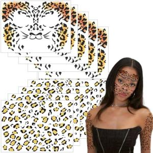 10 Leopard Face Stickers for Halloween Cosplay