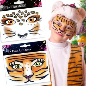 Leopard Tiger Glitter Face Tattoo Stickers - 2 Pack
