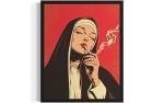 Nun Smoking Pop Art Poster for Wall Decor