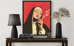Nun Smoking Pop Art Poster for Wall Decor