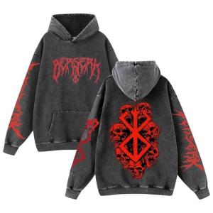 Unisex Vintage Washed Anime Hoodie for Cosplay