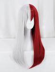 Red and Silver Long Wavy Cosplay Wig with Bangs