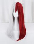 Red and Silver Long Wavy Cosplay Wig with Bangs
