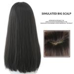 22-Inch Black Synthetic Hair Wig with Bangs