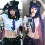 Blue and Pink Long Straight Wig for Cosplay