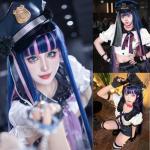 Blue and Pink Long Straight Wig for Cosplay