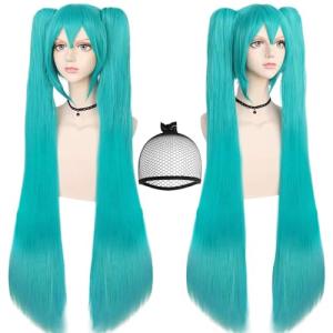 Green Double Ponytail Cosplay Wig with Bangs