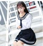 Navy Blue Sailor School Girl Skirt Set