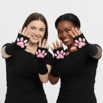 Kawaii Cat Paw Fingerless Mittens Gloves