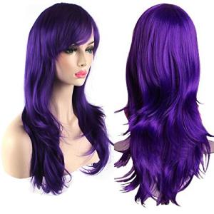 Purple Long Wavy Curly Cosplay Wig 28 Inch
