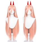 Pink Power Cosplay Wig with Horns - Anime Long Hair