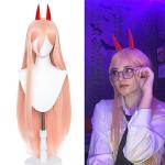 Pink Power Cosplay Wig with Horns - Anime Long Hair